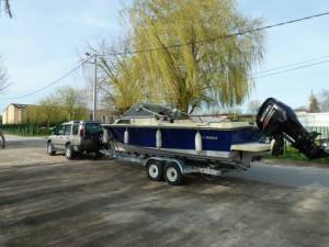 Préparation du bateau pour la mise à l'eau